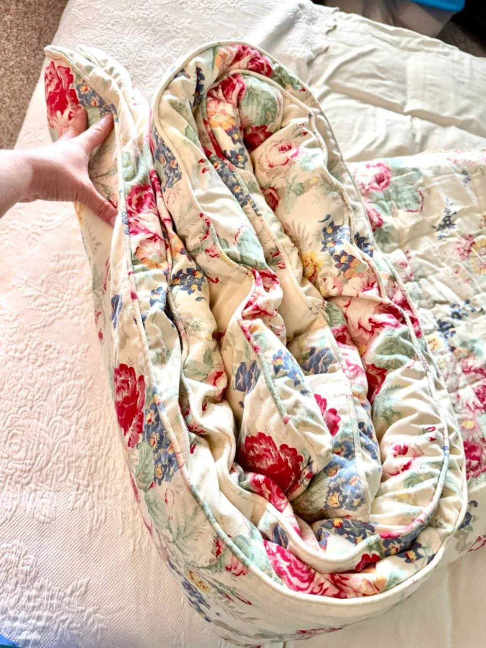 Vintage King Sized Ralph Lauren Floral Comforter Cottage Shabby Chic Bedding